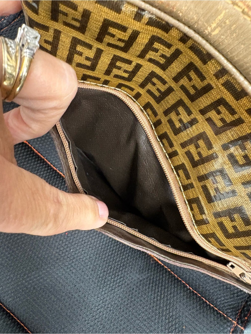 Authentic Vintage FENDI Zucca Double Zip Crossbody Messenger Bag *READ* - Picture 13 of 16